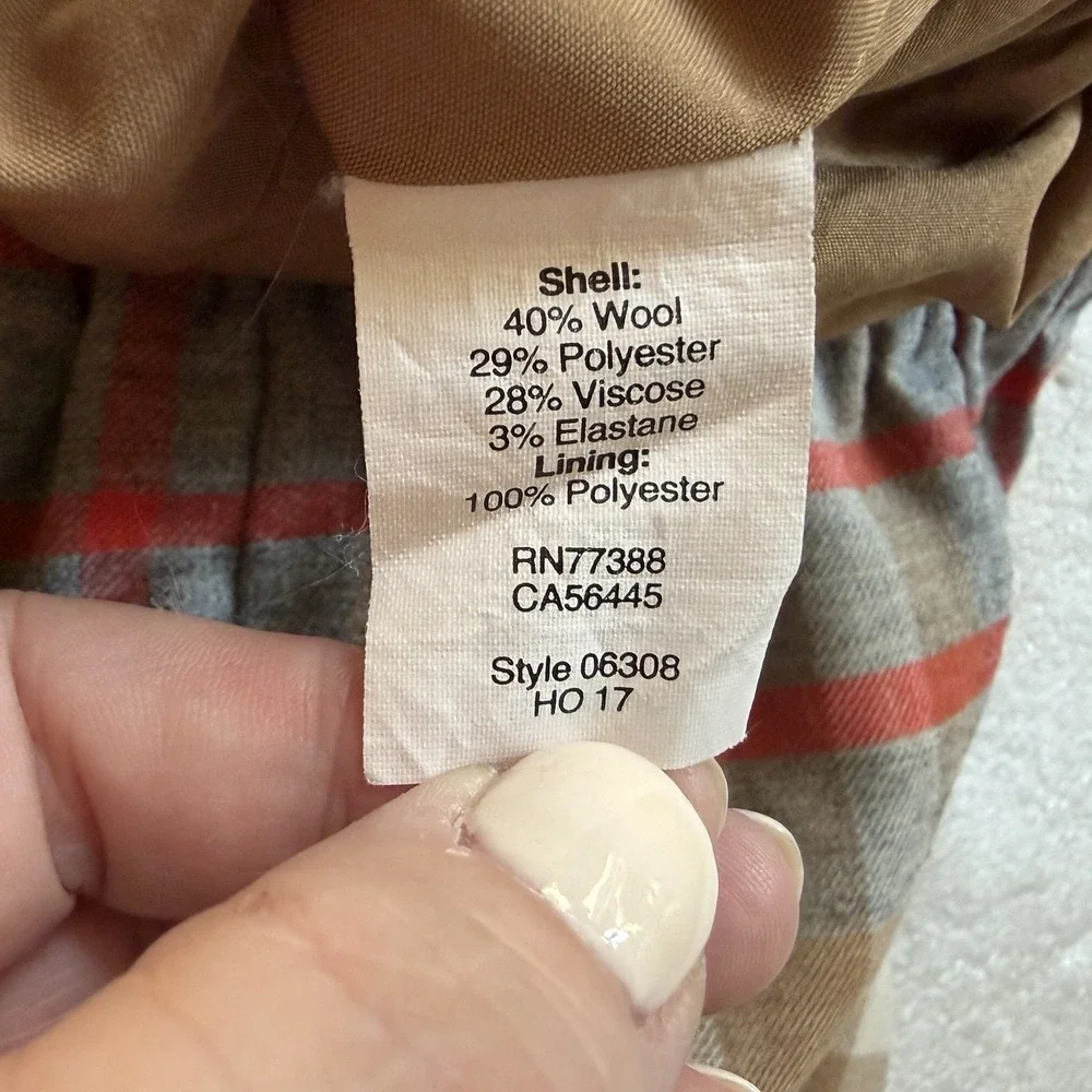 J Crew Plaid Mini Skirt Women 4 Brown Red Tan Wool Blend Tartan Plaid Pull On